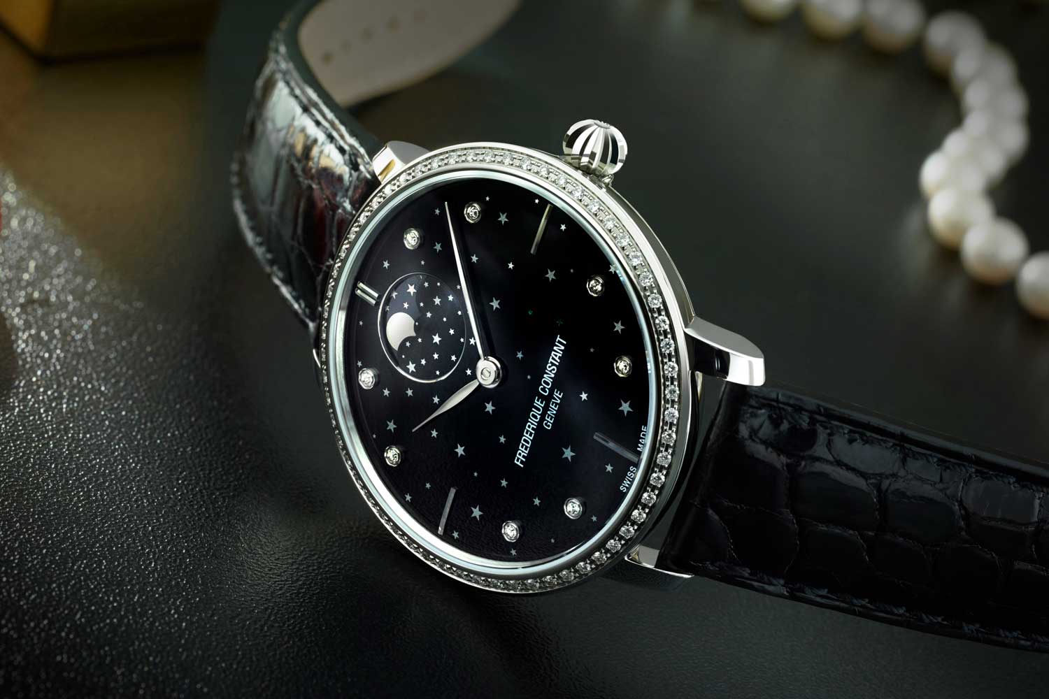 đồng hồ Slimline Moonphase Stars Manufacture màu đen