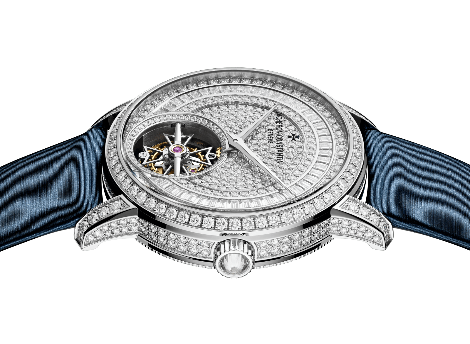 đồng hồ nữ sang trọng vacheron constantin traditionnelle tourbillon vàng trắng full kim cương 